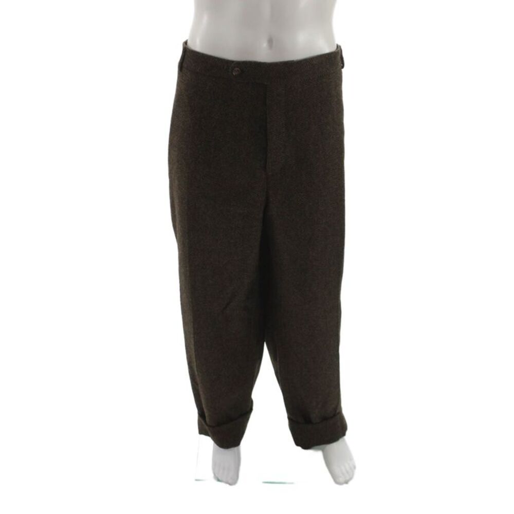 J. Peterman Mens Brown Herringbone Tweed Dress Pants Size 48